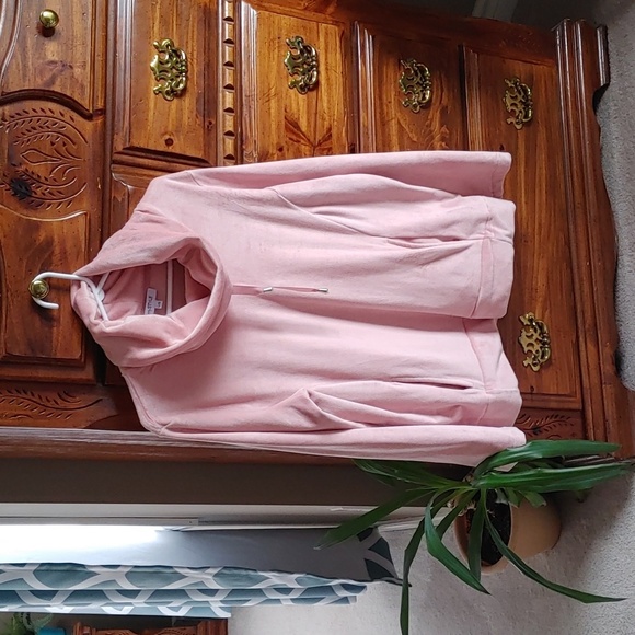 🍁Women's Soft Pink Velour Cozy Cowl Neck Plush Sweater - Picture 1 of 8